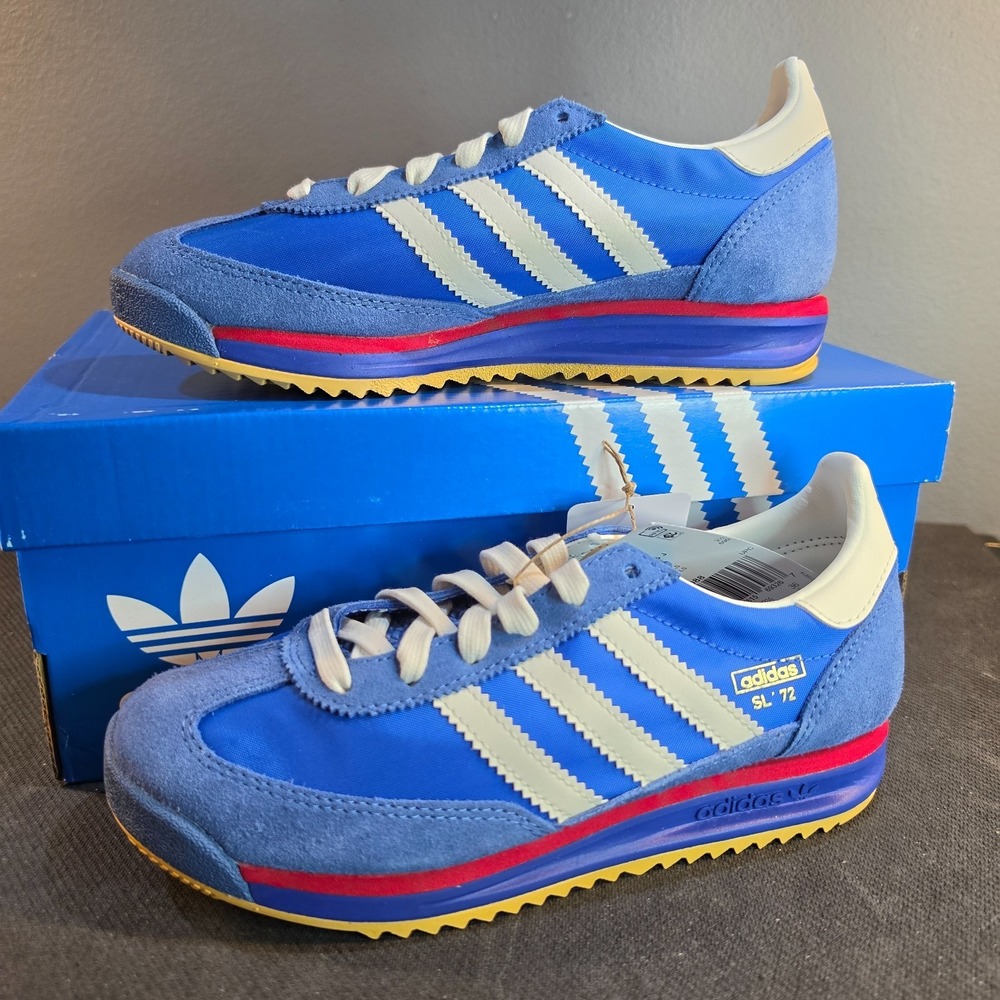 New Adidas SL 72 RS J GS Womens Sz 5 Youth 4 Royal Blue Red Yellow JI3088 Summer